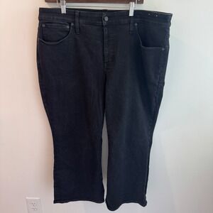 Madewell Mid-Rise Kick Out Jeans Black Cropped Flare Plus Size 22W
